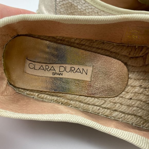 Clara Duran Reversible sequin espadrilles size 39 9 US Spain White gold leather - Picture 8 of 12